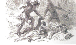 Artist's rendering of Dudley's Massacre on May 5, 1813